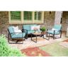 Leisure Made Jasper 4-Piece Aluminum Patio Conversation Set with Spa Blue Polyester Cushions