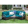 Leisure Made Trenton 4-Piece Wicker Sectional Seating Set with Peacock Polyester Cushions
