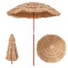Costway 6 ft. Patio Tropical Thatched Tiki Beach Umbrella Portable Outdoor Market Tilt in Natural