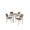 Noble House Cape Coral Silver 5-Piece Metal and Faux Rattan Square Table Outdoor Dining Set with Tempered Glass