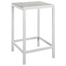 MODWAY Maine Patio Aluminum Bar Height Outdoor Dining Table in White Light Gray