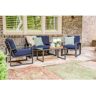 Leisure Made Jasper 4-Piece Aluminum Patio Conversation Set with Navy Polyester Cushions