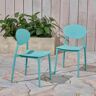 Noble House Westlake Teal Armless Plastic Outdoor Dining Chairs (2-Pack)