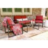 Leisure Made Jasper 4-Piece Aluminum Patio Conversation Set with Red Polyester Cushions