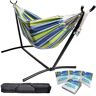 9 ft. Free Standing Hammock Bed Hammock with Stand in Blue/Green