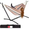 Best Choice Products 9.5 ft. 2-Person Brazilian-Style Cotton Double Hammock with Stand Set w/Carrying Bag - Desert Stripes