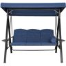 Clihome Navy Blue Steel 3-Person Outdoor Canopy Swing Patio Swing with Removable Mat and Convertible Canopy Swing