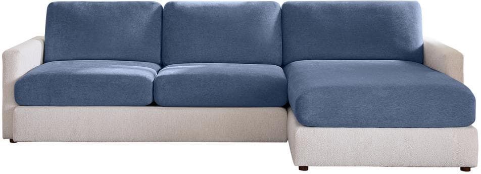 Sure-Fit Cedar Stretch Indigo Polyester Textured Sectional Large Sofa Slipcover