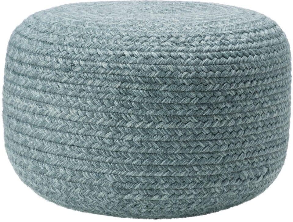 Jaipur Living Grayton Blue Solid Cylinder Pouf 18 in. x 18 in. x 12 in.