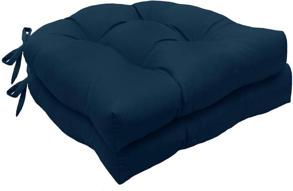 Habitat Tufted Chair Pad Navy Polyester Smooth 15 in. W x 15 in. L Indoor Cushion (2-Chair Pad Cushions)