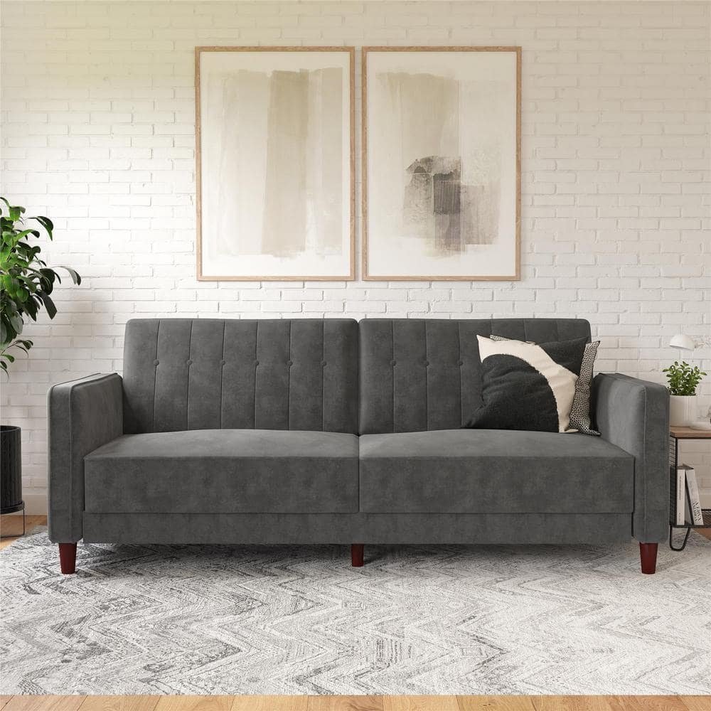 DHP Iris Grey Velvet Tufted Futon