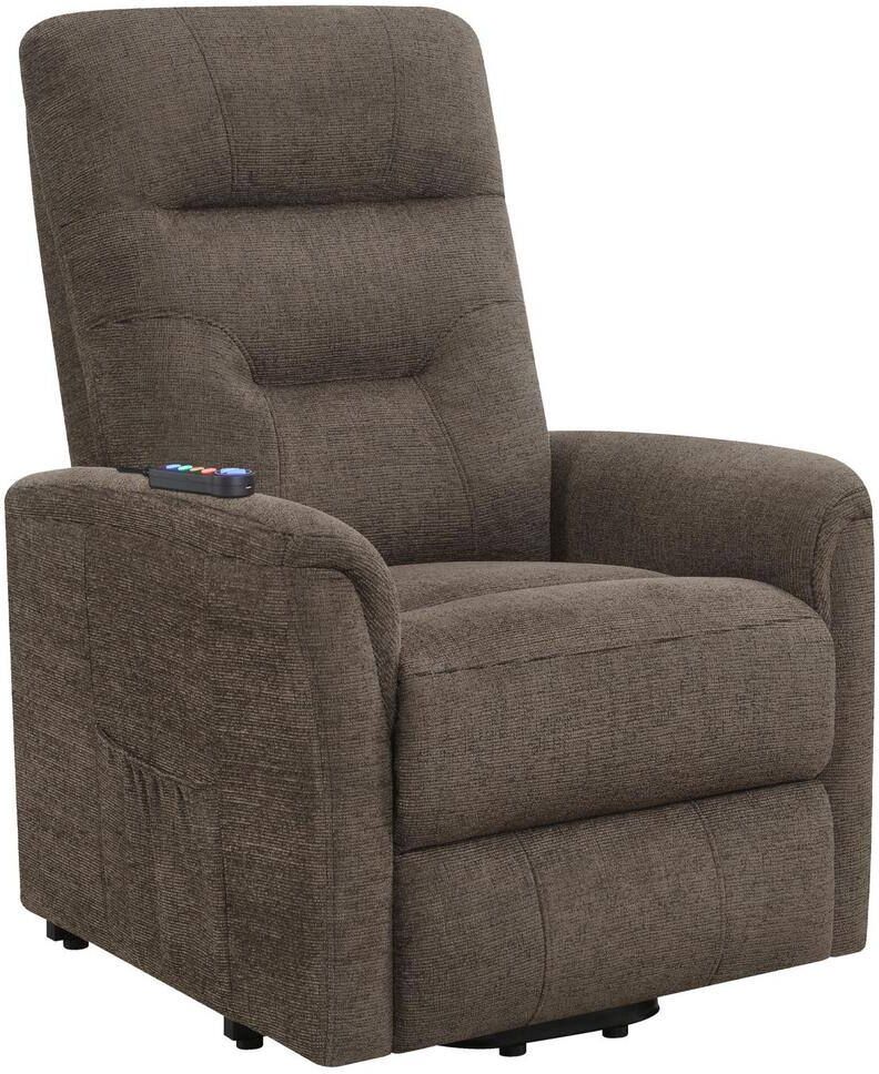 Coaster Home Furnishings Henrietta Power Lift Recliner with Storage Pocket Brown