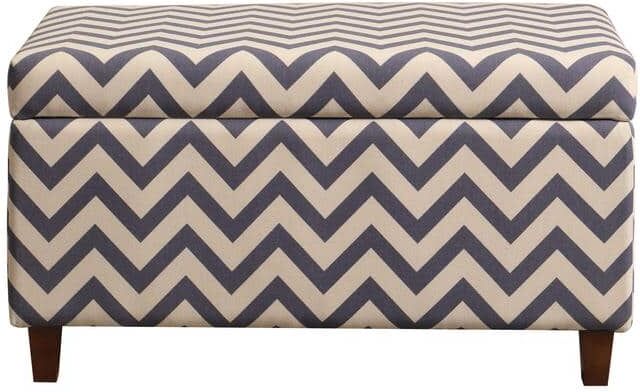 Multi-Colored Chevron Patterned Deep Storage Ottoman