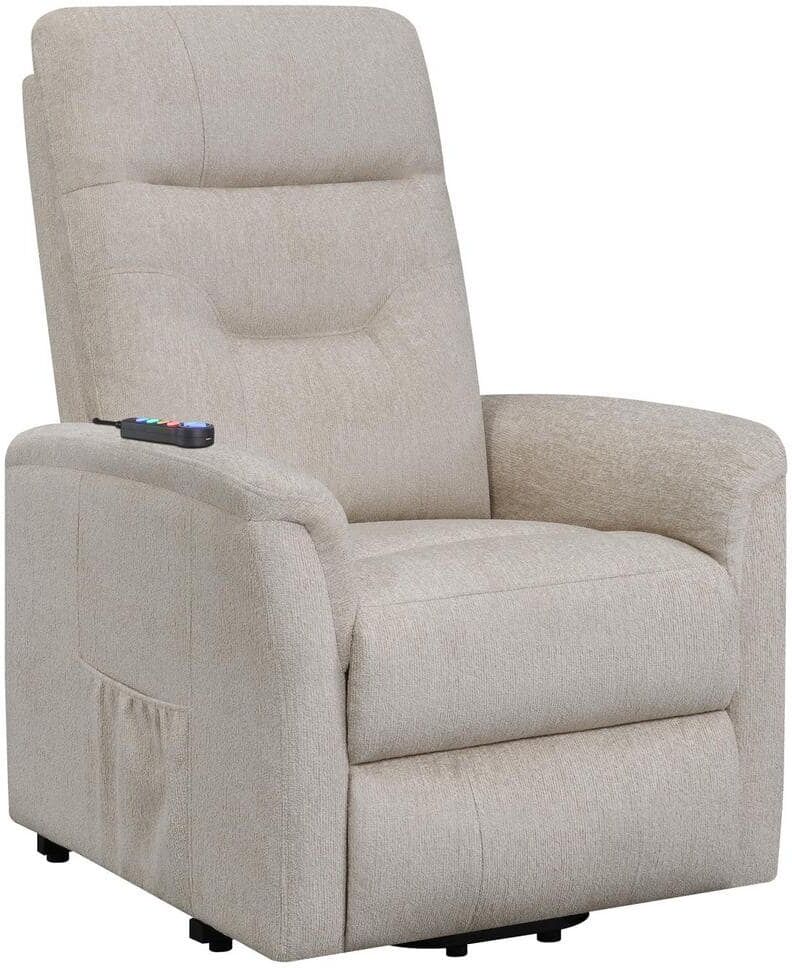 Coaster Home Furnishings Henrietta Power Lift Recliner with Storage Pocket Beige