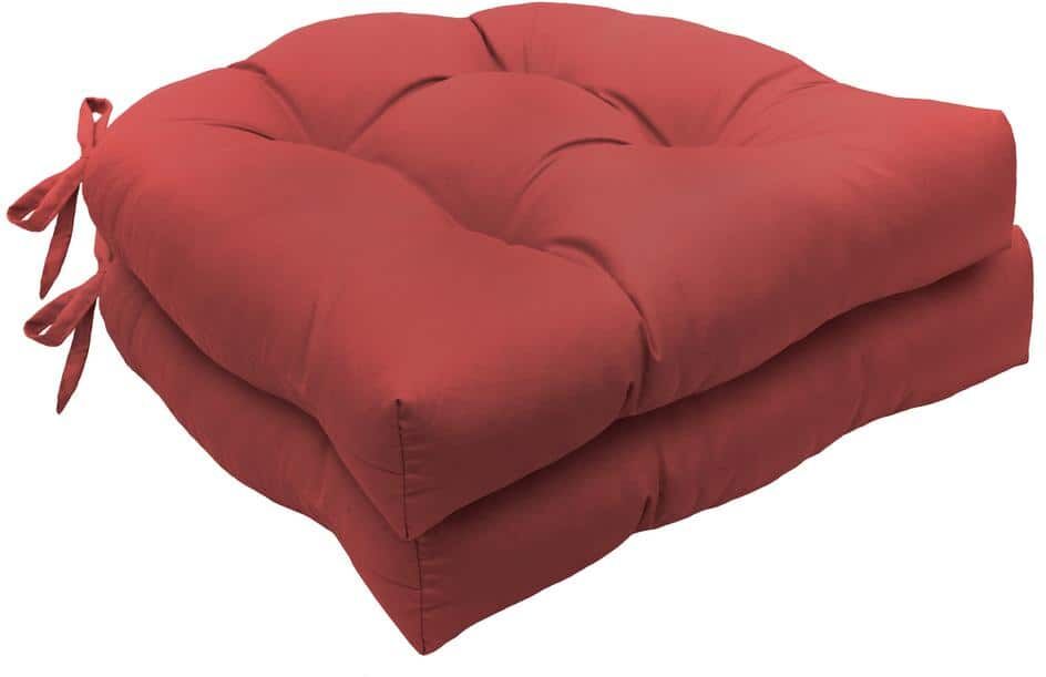 Habitat Tufted Chair Pad Red Polyester Smooth 15 in. W x 15 in. L Indoor Cushion (2-Chair Pad Cushions)