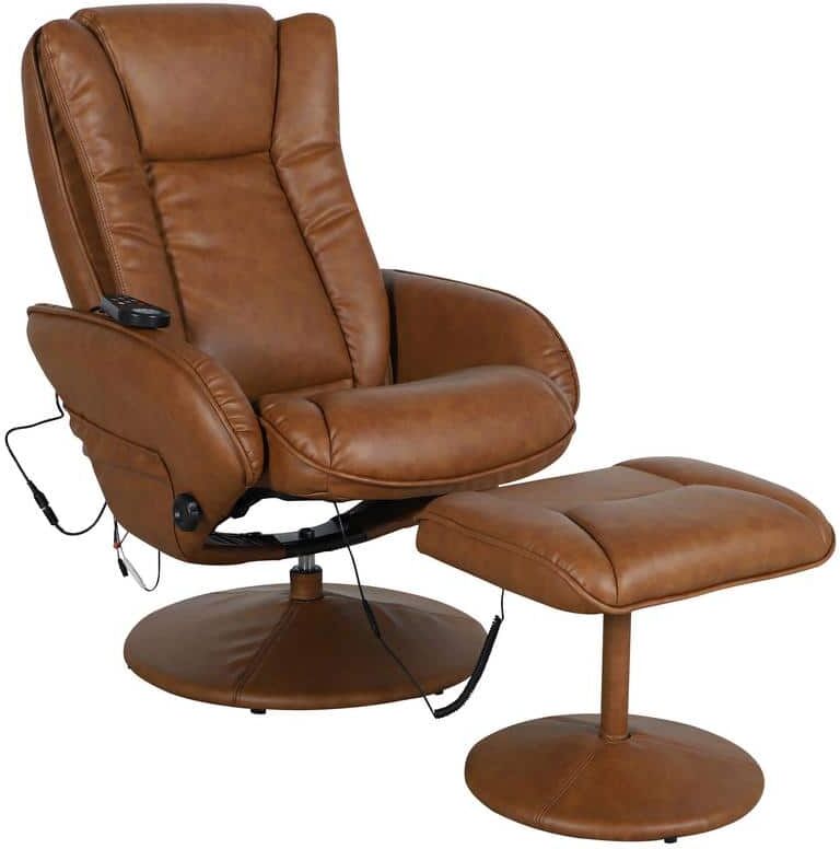 Carnegy Avenue Brown Faux Leather Arm Chair Recliner with Ottoman