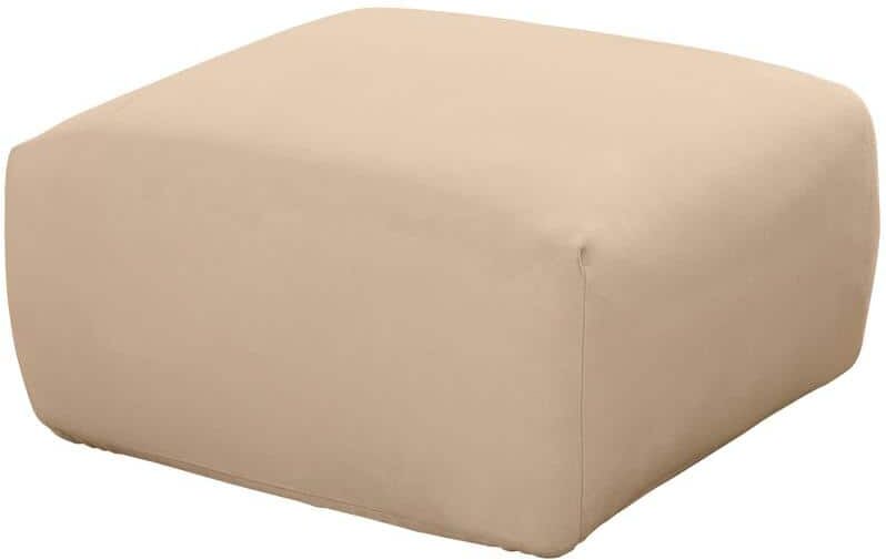 Sure-Fit Ultimate Stretch Suede Cement Beige Polyester Square Ottoman Slipcover