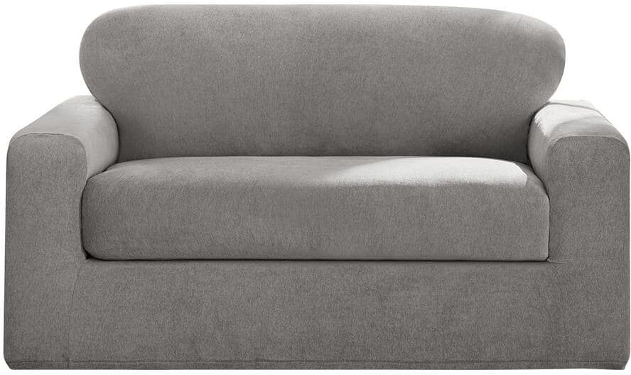 Sure-Fit Cedar Stretch Gray Polyester Textured 2 Piece Loveseat Slipcover