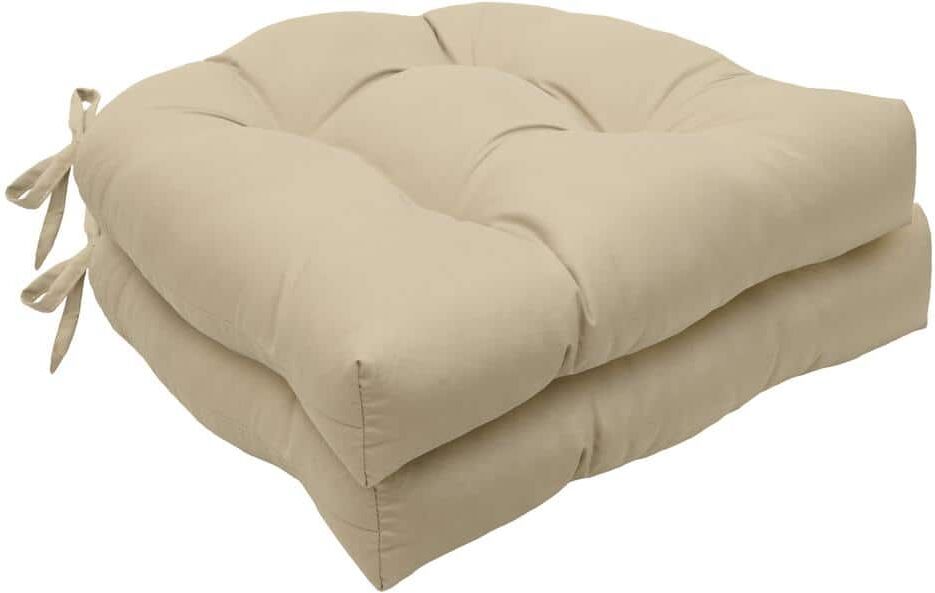 Habitat Tufted Chair Pad Buff Polyester Smooth 15 in. W x 15 in. L Indoor Cushion (2-Chair Pad Cushions)