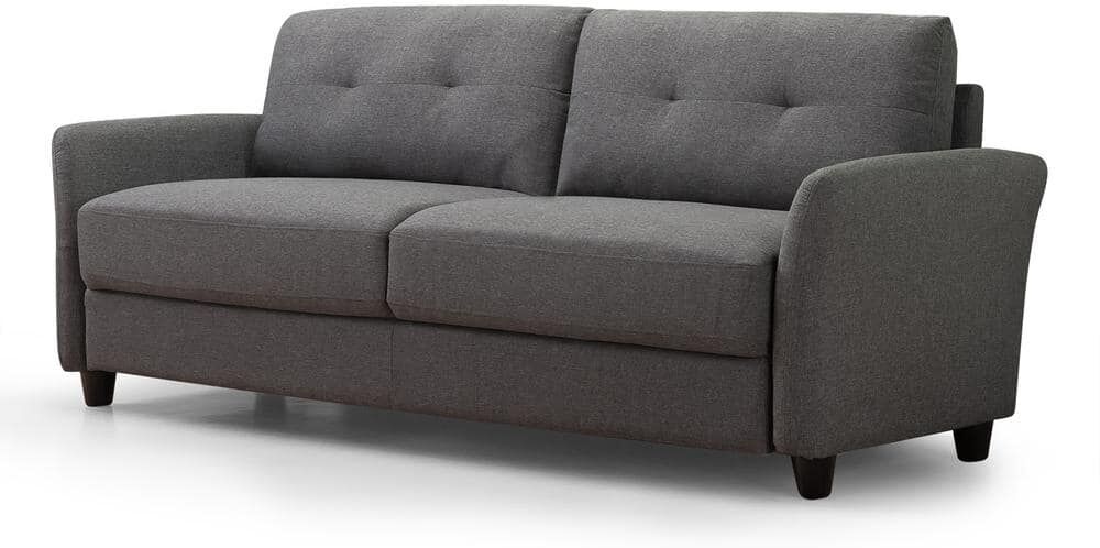 Zinus Ricardo 78 in. Round Arm 3-Seater Sofa in Dark Grey