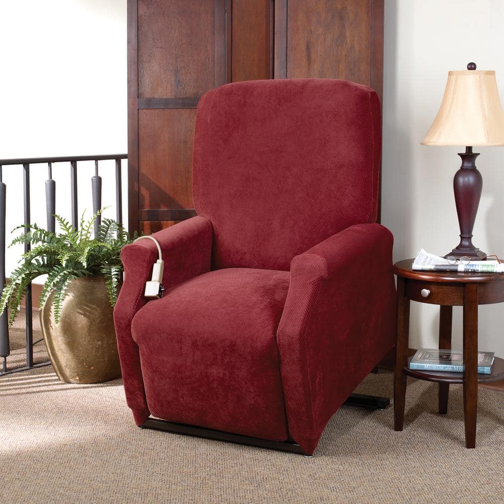 Sure-Fit Stretch Pique Garnet Recliner Slipcover