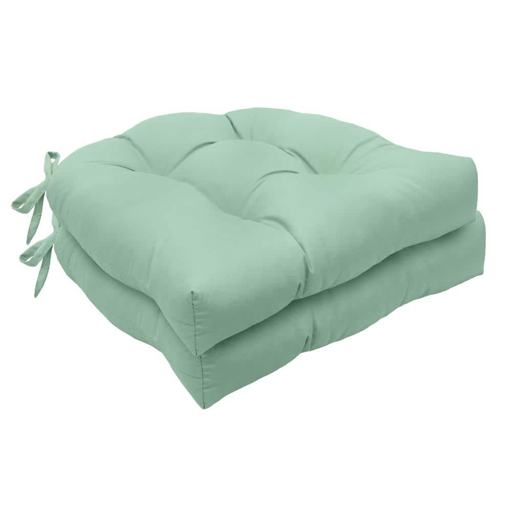 Habitat Tufted Chair Pad Aqua Polyester Smooth 15 in. W x 15 in. L Indoor Cushion (2-Chair Pad Cushions)