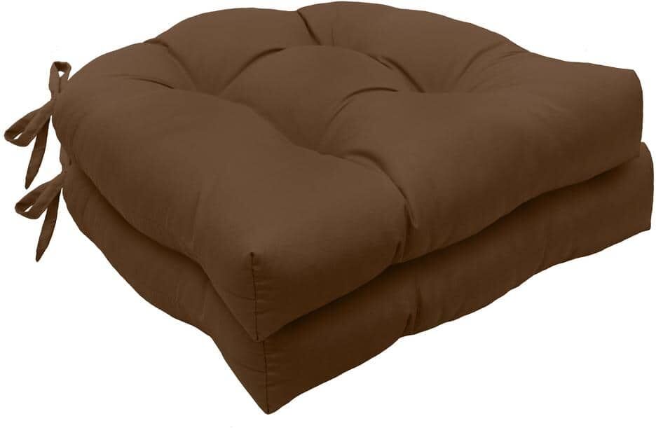 Habitat Tufted Chair Pad Brown Polyester Smooth 15 in. W x 15 in. L Indoor Cushion (2-Chair Pad Cushions)