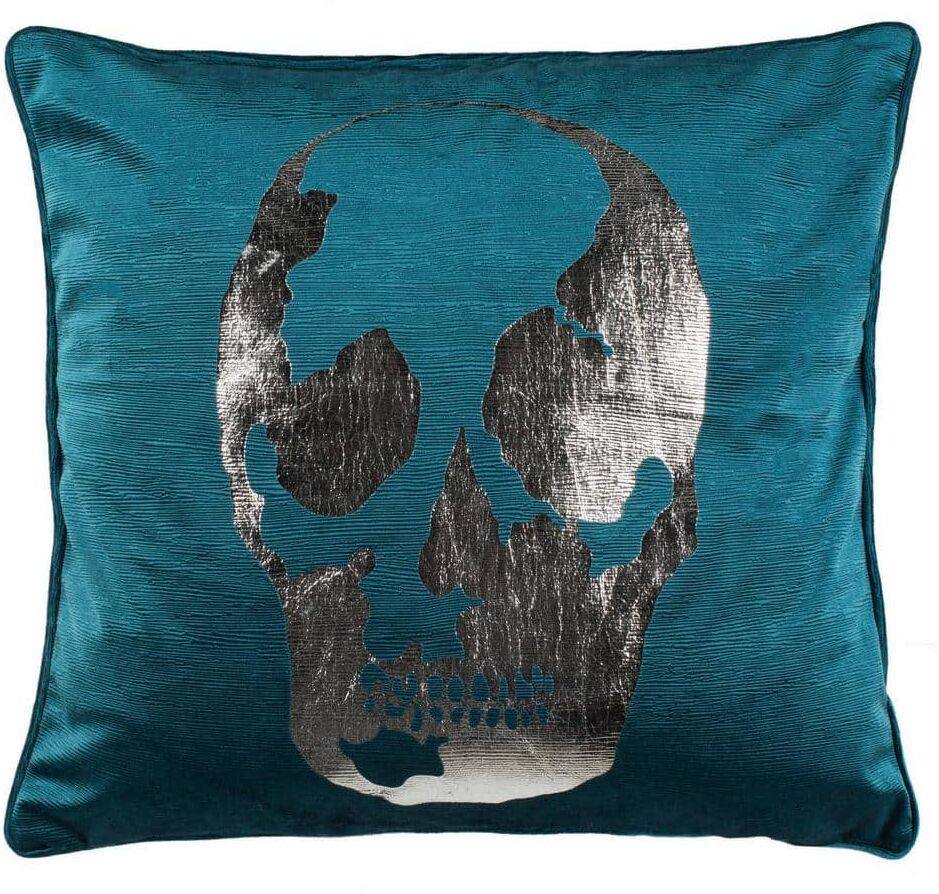 SAFAVIEH Romey Skull Dark Green 20 in. x 20 in. Throw Pillow