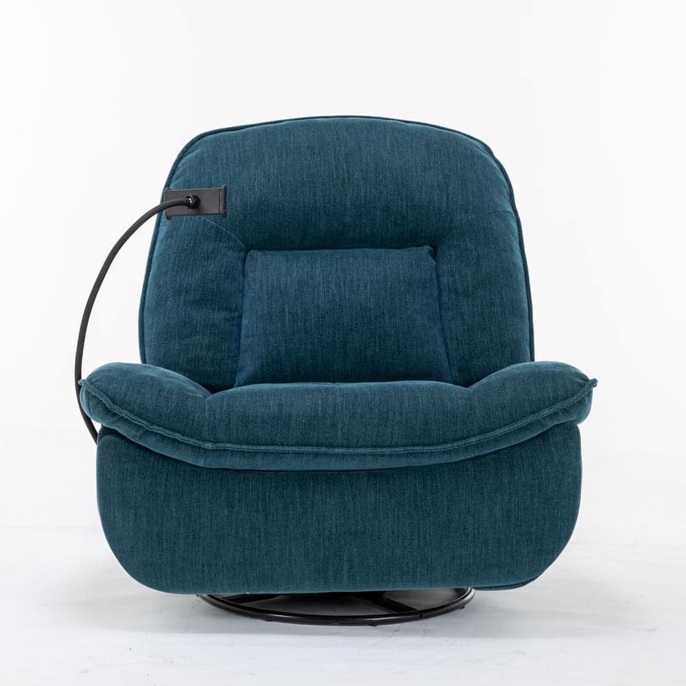 Boyel Living Lake Green Chenille Fabric Swivel Recliner with Mobile Phone Bracket