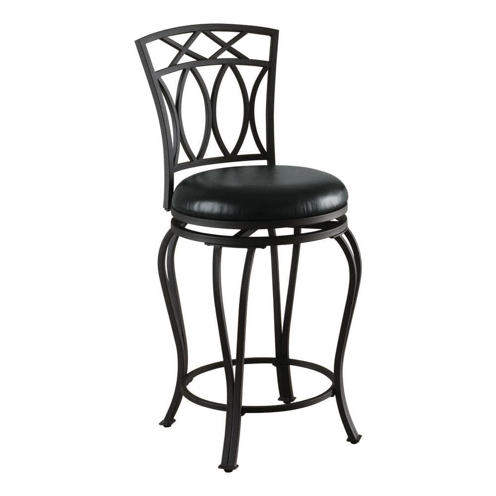 Coaster Home Furnishings 24 in. Elegant Metal Counter Stool with Faux Leather Seat Black