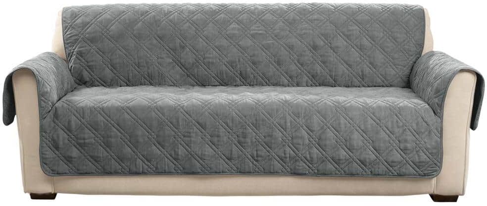 Sure-Fit Mink Dark Gray Polyester Sofa Slipcover