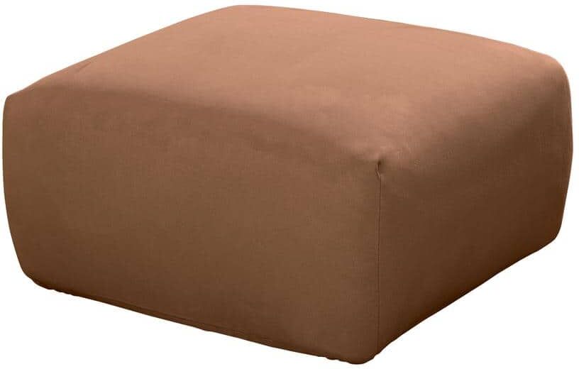 Sure-Fit Ultimate Stretch Suede Luggage Brown Polyester Square Ottoman Slipcover