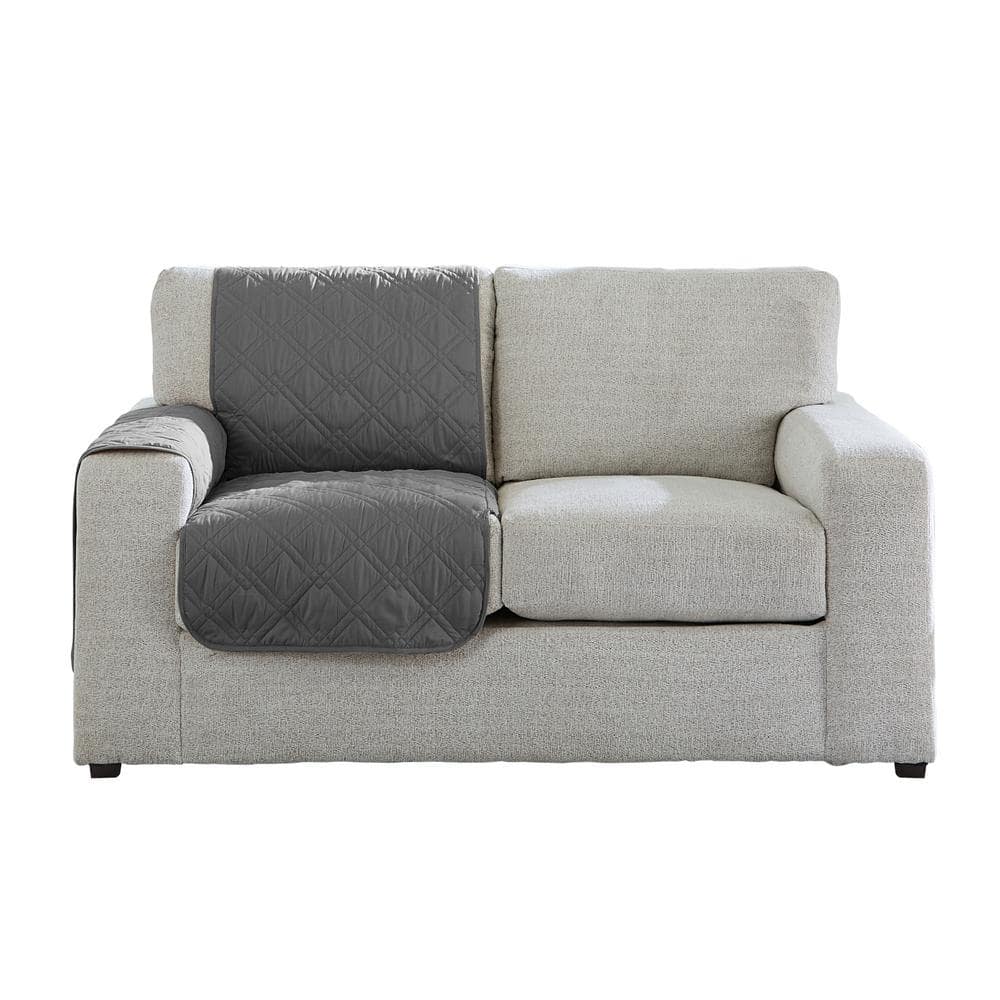 Sure-Fit Gemma Gray Polyester Waterproof Corner Sectional Sofa Furniture Protector Slipcover