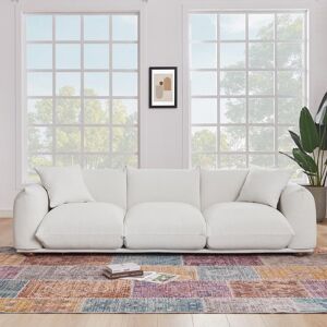 Ashcroft Furniture Co Arthur 100 in. Round Arm Boucle Fabric Rectangle Luxury Sofa in Ivory