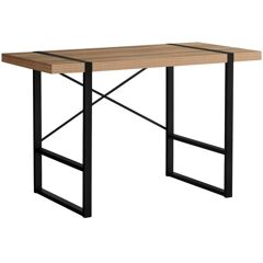 COMPUTER DESK - THICK-PANEL DESKTOP / INSET METAL LEGS - 48"L - LIGHT RECLAIMED WOOD-LOOK / BLACK