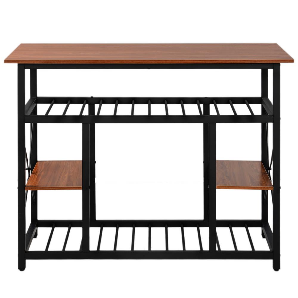 Multifunctional Counter Height Kitchen Dining Room Prep Table Kitchen Island Kitchen Rack with Large Worktop, Brown