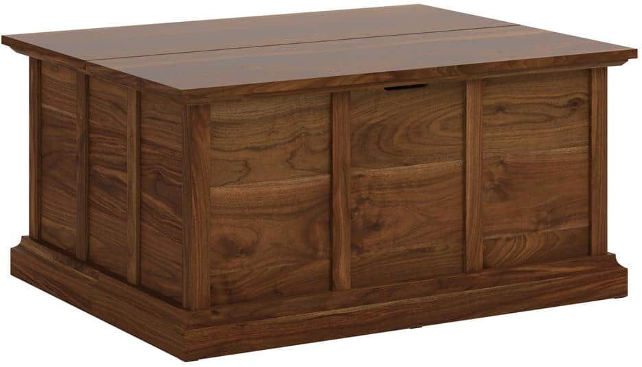 SAUDER Cottage Road 38.976 in. Grand Walnut Rectangular Engineered Wood Coffee Table with 2-Storage Sections