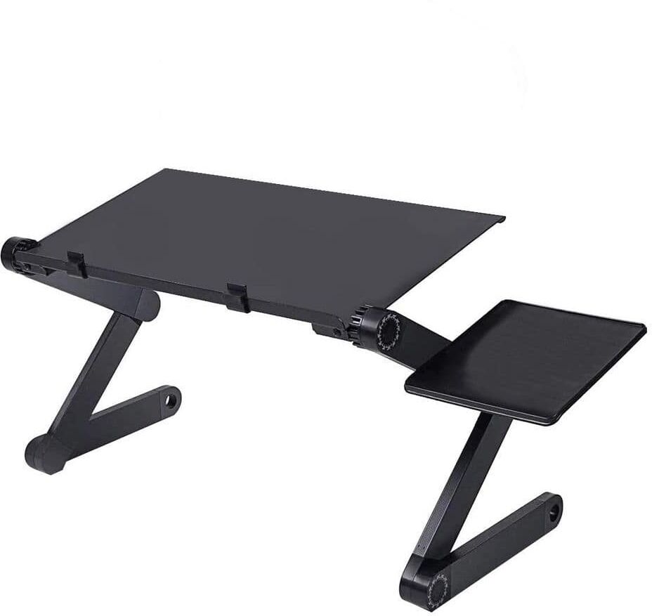 Amucolo 16.5 in. Black Adjustable and Foldable Portable Laptop Desk with Mouse Pad