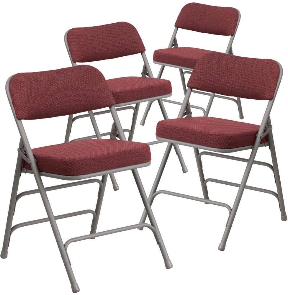 Carnegy Avenue Burgundy Metal Folding Chair (4-Pack)