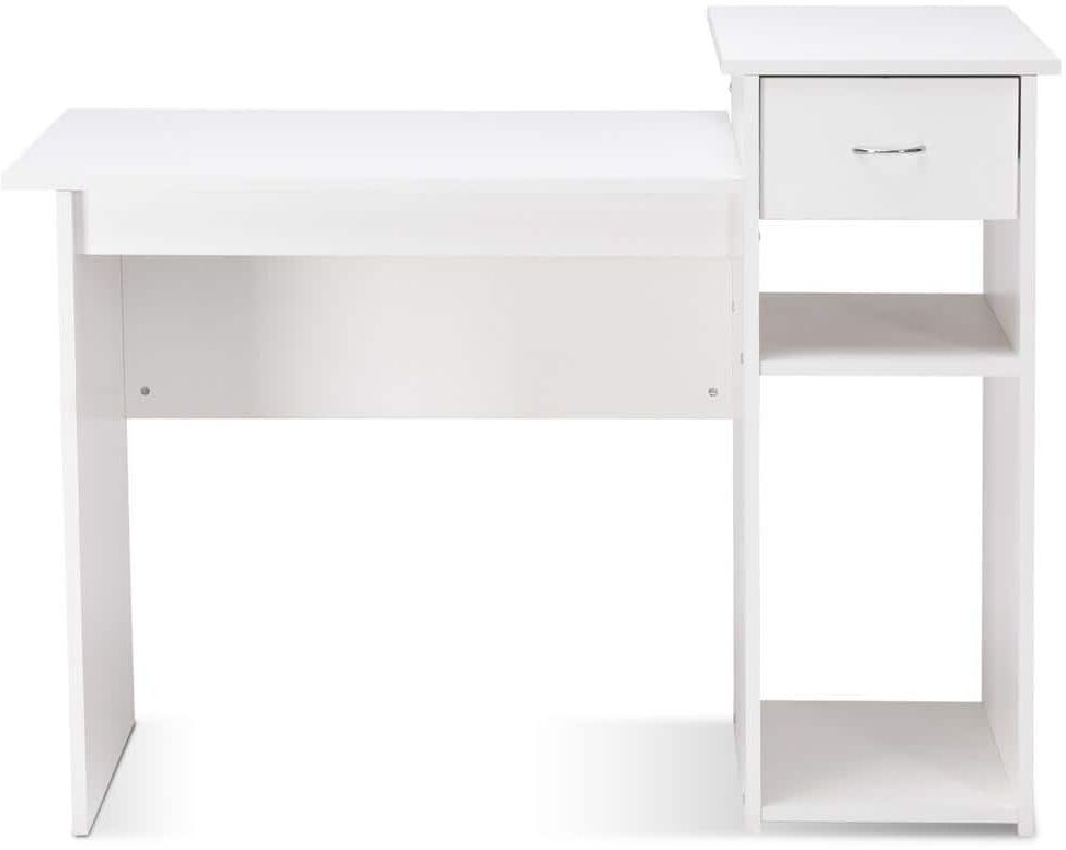 Costway 20 in. Rectangular White 1-Drawer Computer Desk PC Laptop Table Writing Desk with Solid Wood Material