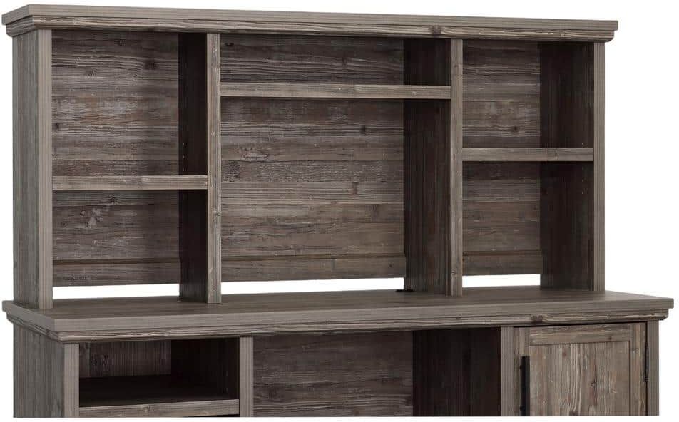 SAUDER Aspen Post 59.055 in. Pebble Pine Desk Hutch with Adjustable Shelves