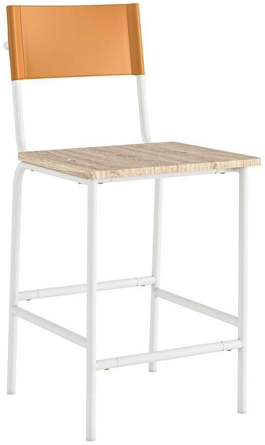 SAUDER Boulevard Cafe 38.228 in. White Metal 24.055 in. Counter Height Bar Stool