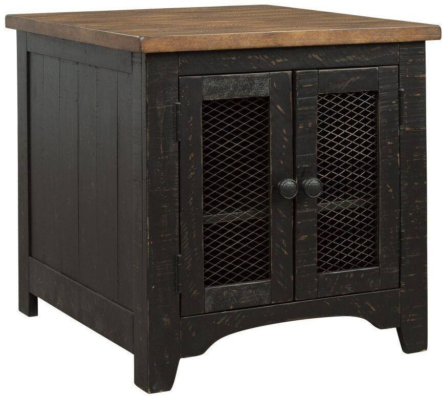 Benjara 24 in. Black and Brown Rectangle Wood End Table with Metal Frame