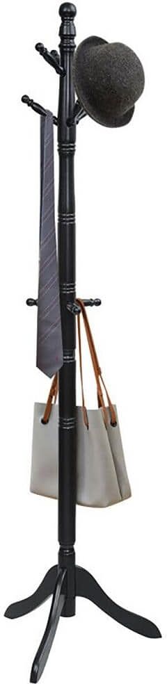 Clihome Black Entryway Height Adjustable Coat Stand with 9 Hooks