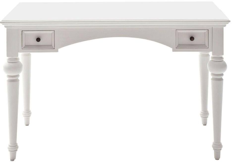 HomeRoots Valerie 47.24 in. Rectangular Classic White Wood 2-Drawer Computer Desk