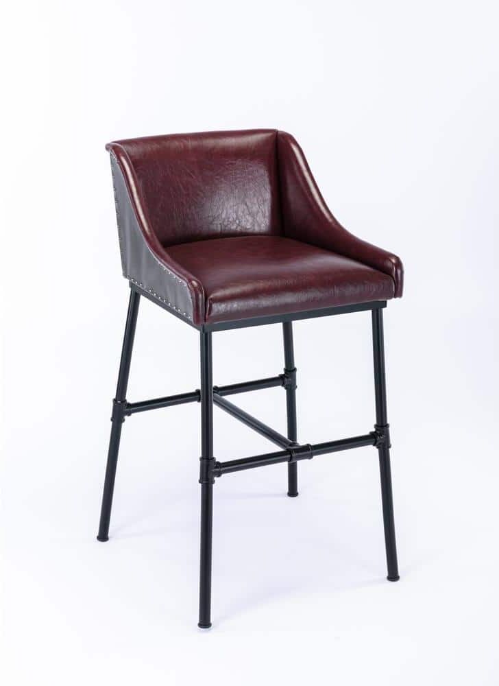 Boraam Parlor 31 in. H Burgundy Metal Adjustable Bar Stool