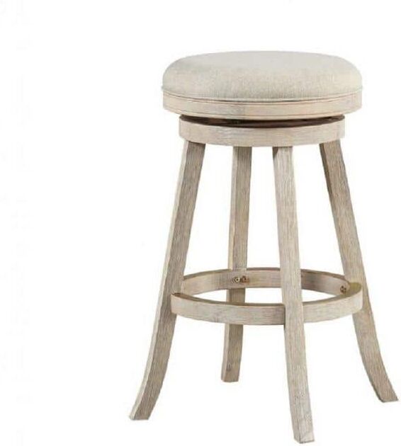 Boraam Fenton 29 in. Ivory Wire-Brush Backless Swivel Bar Stool with Cushion