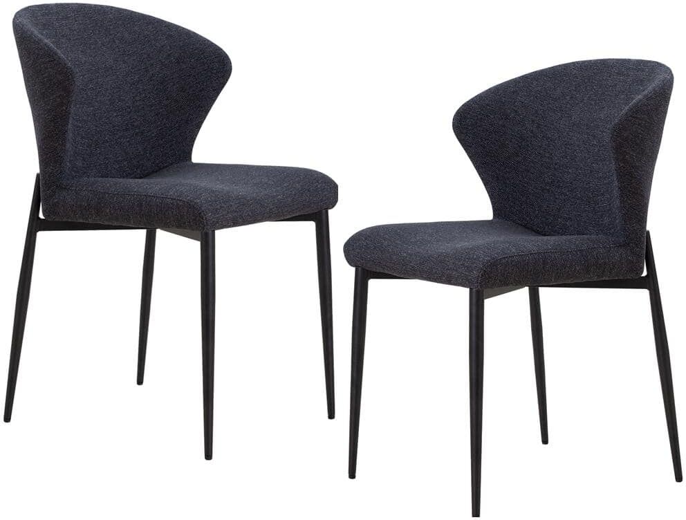 Magic Home Set of 2 Upholstered Side Chairs Dining Kitchen Chairs with Metal Legs,Dark Grey