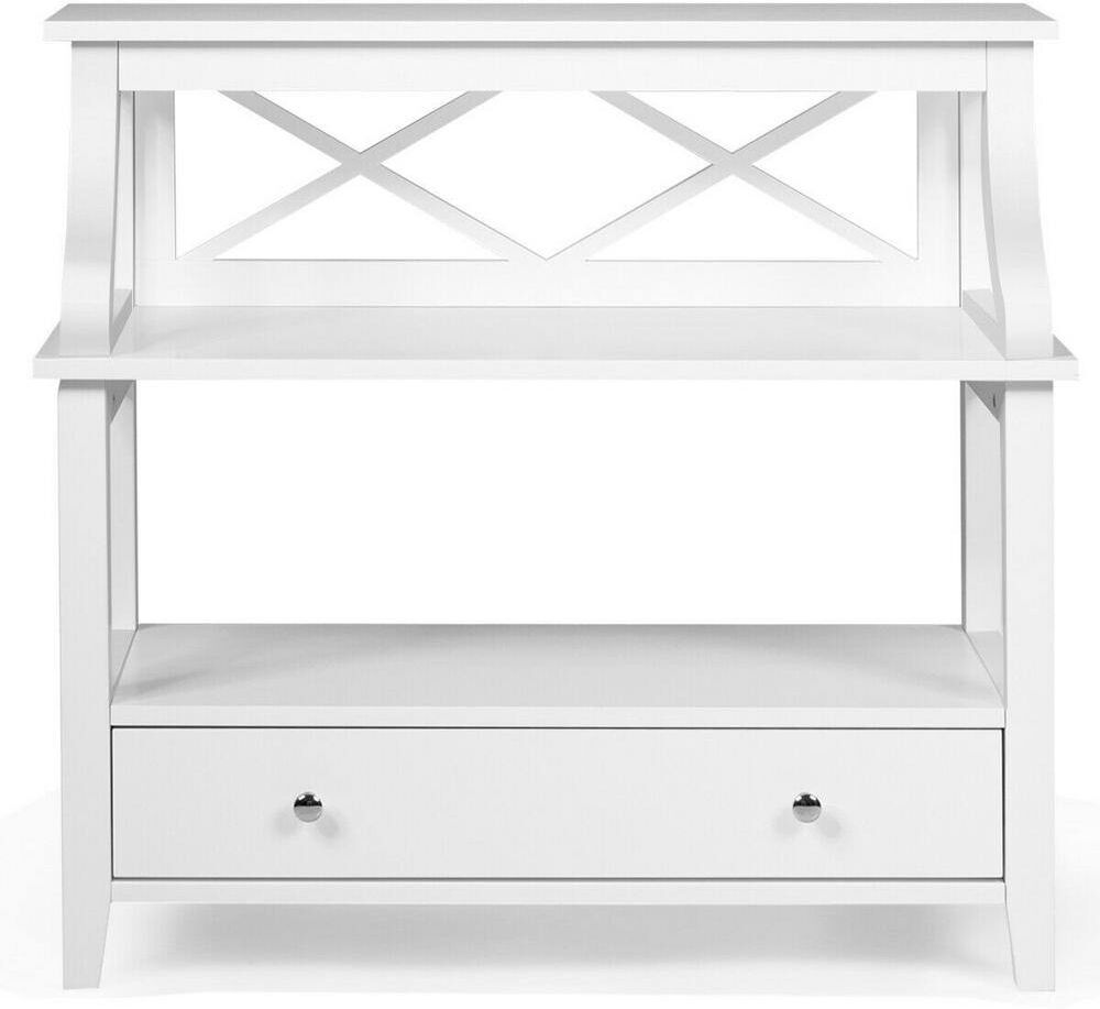 Boyel Living 31 in. White 3-Tier Side End Table with Drawers