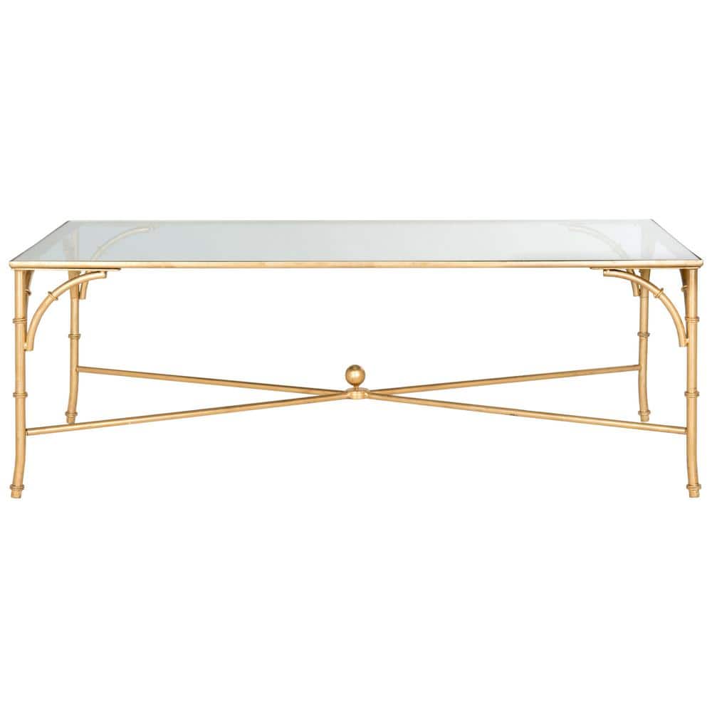 SAFAVIEH Maurice 50 in. Gold/Glass Coffee Table